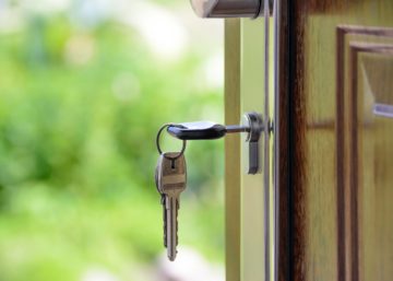 house keys sitting in opened door