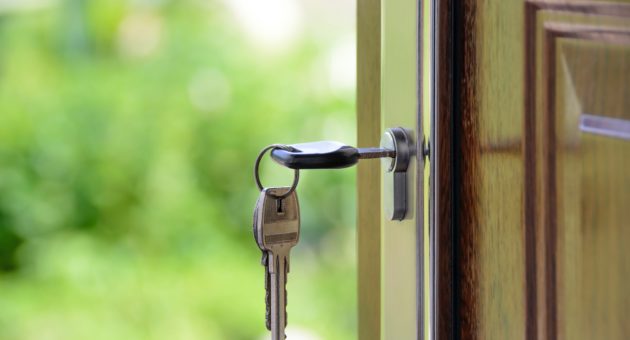 house keys sitting in opened door