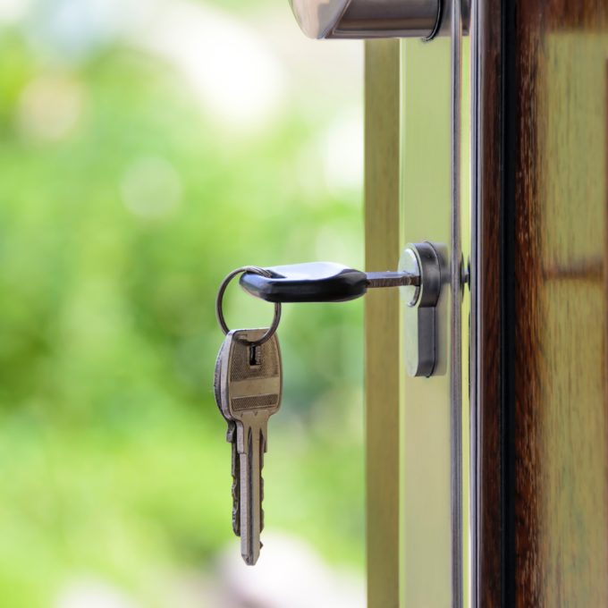 house keys sitting in opened door