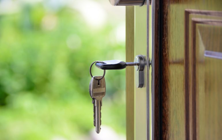 house keys sitting in opened door