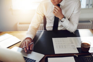 business lawyer working at a desk