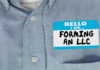 Men's shirt with a name tag that says hello I am forming an LLC