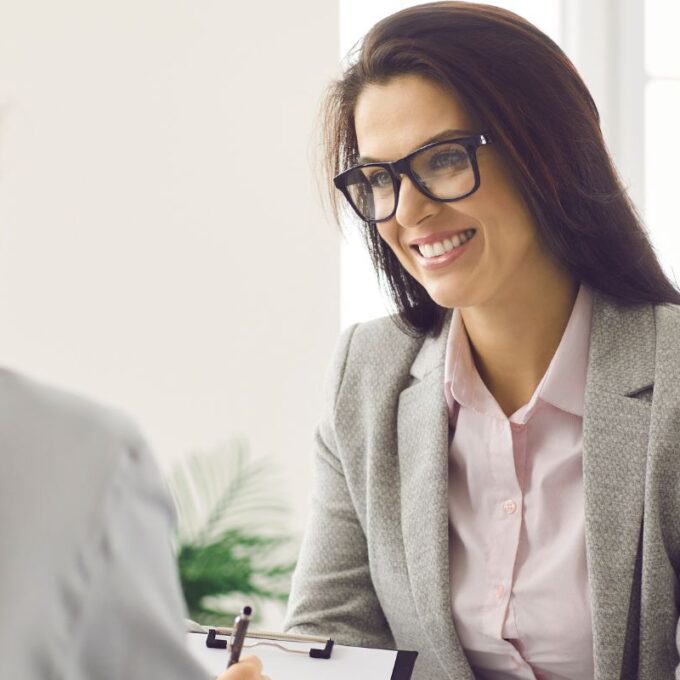 woman talking to an attorney about a case